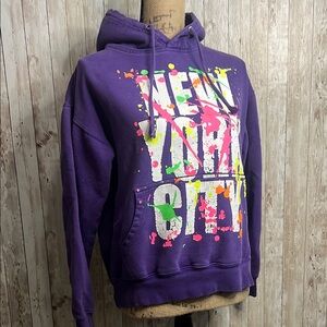 New York City Purple Graphic Hoodie